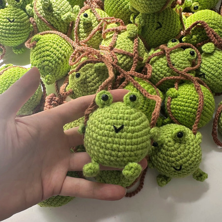 Swinging Frog Keychain | Handmade Crochet Cute Nature Gift