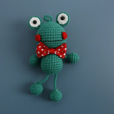 Handmade Crochet Gentleman Frog Car Charm - Cute Mirror Accessory