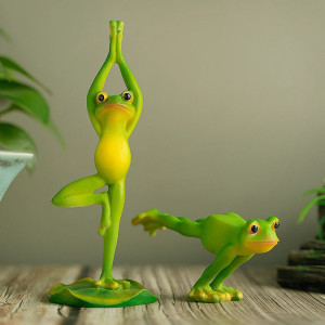 Cute Frog Yoga Figurines | 4 Zen Poses | Unique Resin Decor