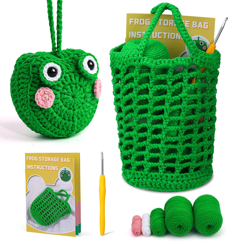 Frog Crochet Kit for Beginners - DIY Cute Frog Bag
