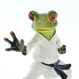 Karate Frog Statue | Funny Black Belt Figurine Gift