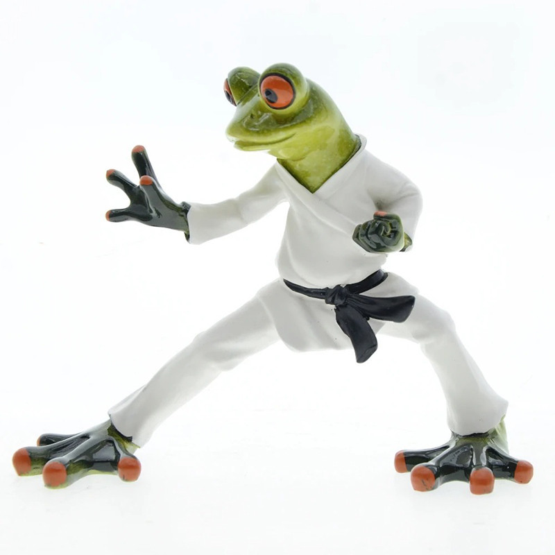 Kara-tea the Karate Frog Statue | Funny Black Belt Figurine