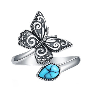 Mystic Turquoise Butterfly Ring in 925 Sterling Silver