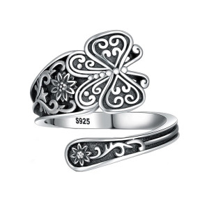 Vintage 925 Sterling Silver Butterfly Heart Ring