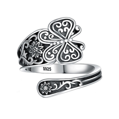 Vintage 925 Sterling Silver Butterfly Heart Ring