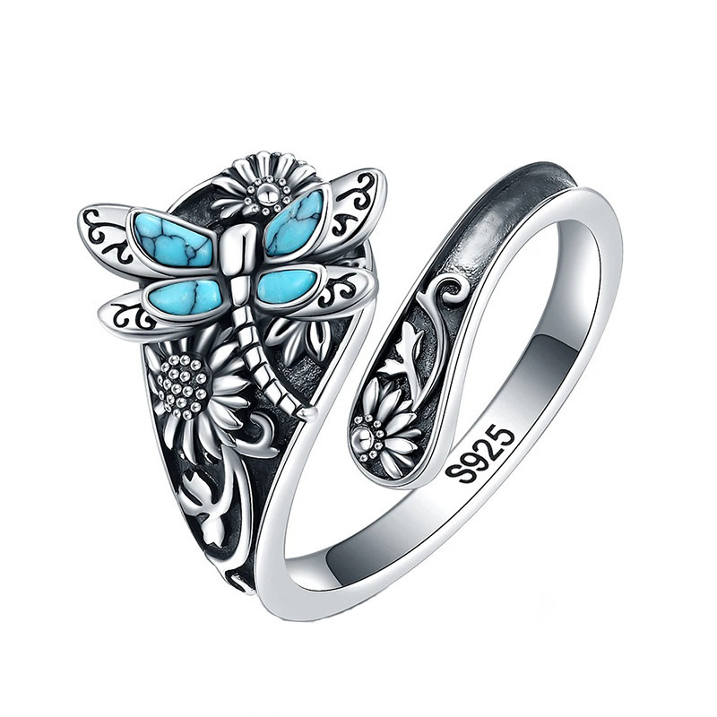 Enchanted Lagoon Dragonfly Ring in 925 Sterling Silver