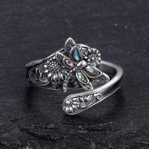 Mystic Wings Dragonfly Ring in 925 Sterling Silver