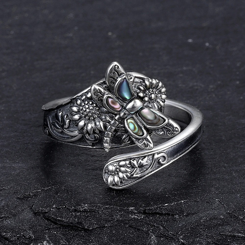Mystic Wings Dragonfly Ring in 925 Sterling Silver
