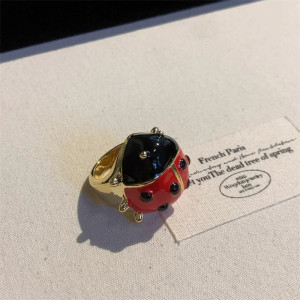 Cute Ladybug Ring - Sparkling Dew | Good Luck Jewelry Gift