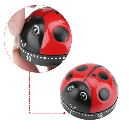 Cute Ladybug Kitchen Timer | 60-Minute Mechanical Timer