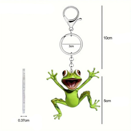 Funny Frog Keychain | Cute Flat Acrylic Charm & Unique Gift Idea