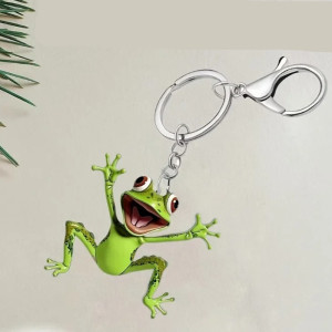 Funny Frog Keychain | Cute Flat Acrylic Charm & Unique Gift Idea