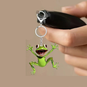 Funny Frog Keychain | Cute Flat Acrylic Charm & Unique Gift Idea