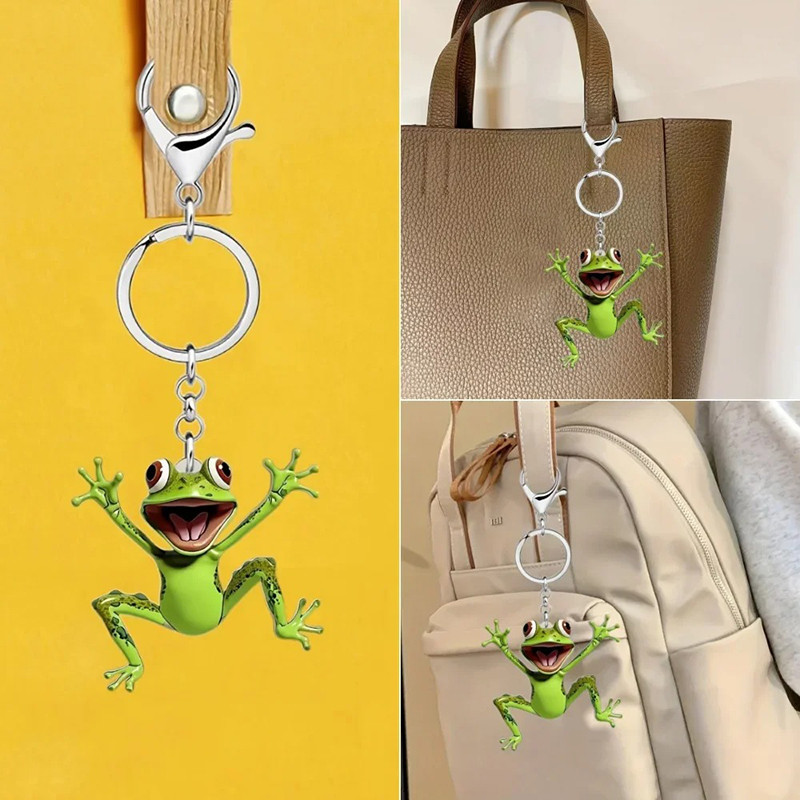 Funny Leaping Frog Acrylic Keychain