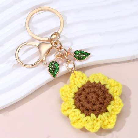 Handmade Crochet Sunflower Keychain | Cute Nature Gift