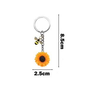 Sparkling Bee & Sunflower Keychain | Cute Nature Lover Gift