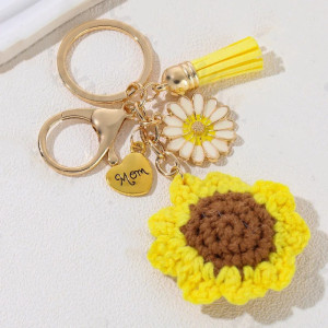 Handmade Sunflower Keychain for Mom | Cute Crochet Gift Idea