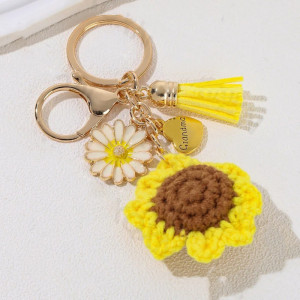 Handmade Sunflower Keychain for Grandma | Cute Crochet Gift