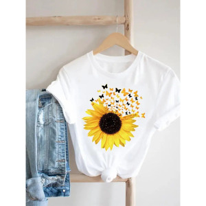 Sunflower & Butterfly T-Shirt "Sunbeam in Flight"