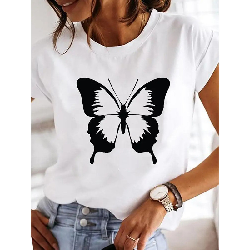 Elegant Contrast Butterfly T-Shirt