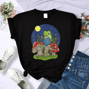 Moon Tales Frog T-Shirt - Cute Cottagecore Tee in 11 Colors
