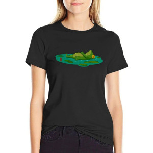 Cute Napping Frog on Lily Pad T-Shirt