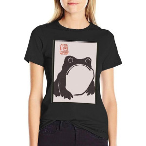 Zen Japanese Frog T-Shirt | Minimalist Sumi-e Calligraphy Tee