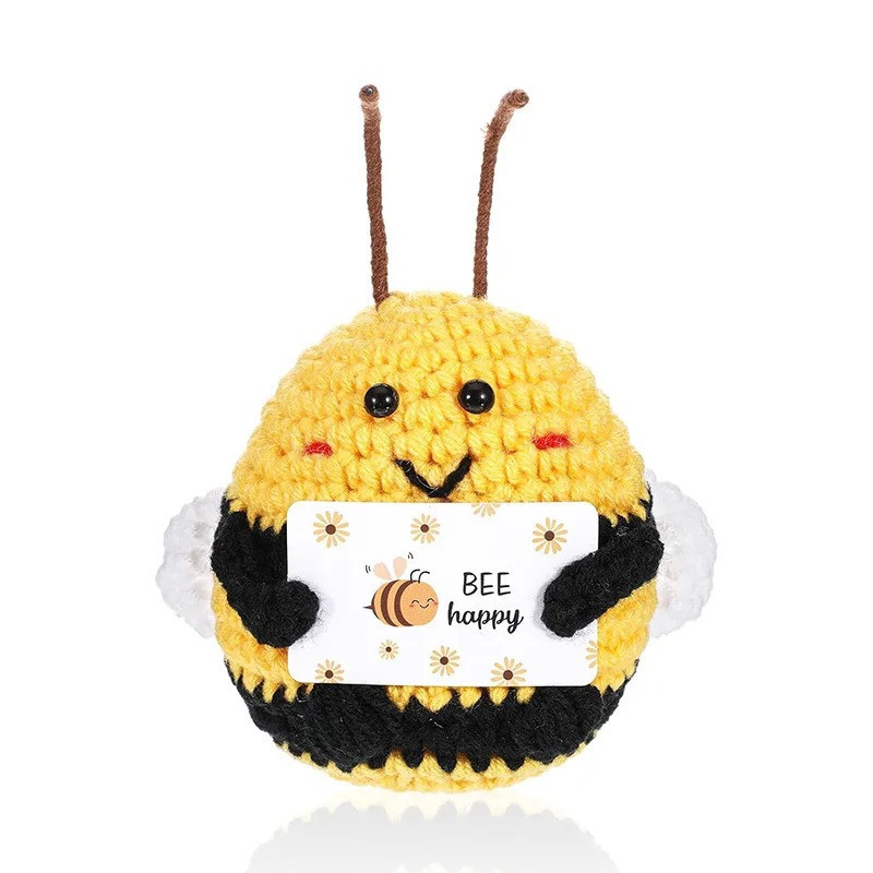 Handmade "Bee Happy" Messenger Bee 🐝🌼 – Cute Crochet Gift