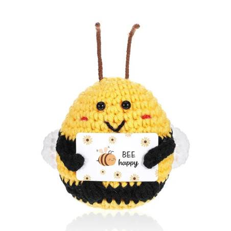 Handmade "Bee Happy" Messenger Bee 🐝🌼 – Cute Crochet Gift