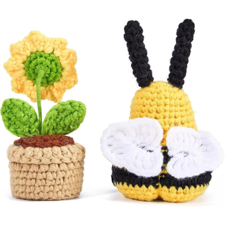 Handmade Positive Bee & Crochet Flower Gift Set | Unique Gift