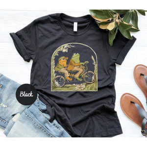 Cute Frog on Bike T-Shirt | Unique Vintage Graphic Tee Gift