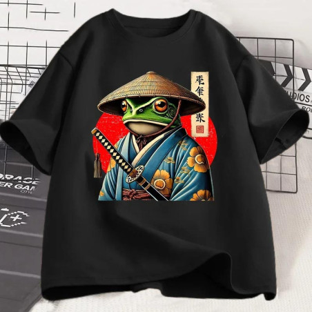 Cute Samurai Frog T-Shirt | Japanese Katana & Kimono Tee