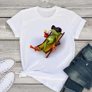 Funny Frog T-Shirt | Cool Deckchair & Cocktail Tee