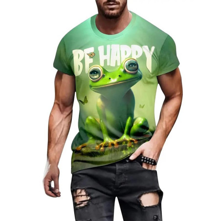 Cute Frog T-Shirt | Positive 'Be Happy' Graphic Tee Gift