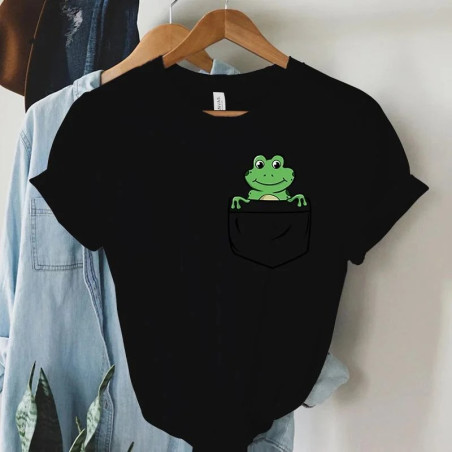 Cute Frog in Pocket T-Shirt | Funny Peeking Frog Tee Gift