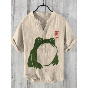 Cute Zen Frog Shirt | Minimalist Japanese Nature Design
