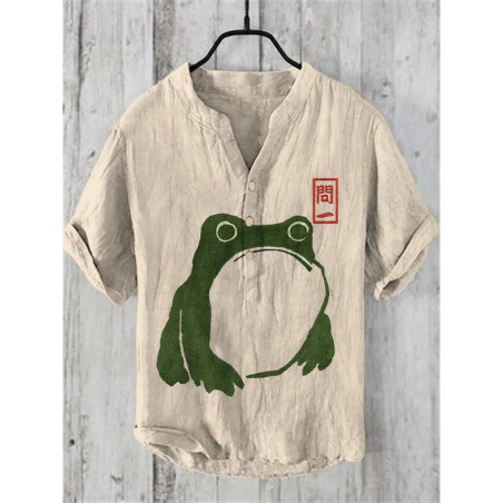 Cute Zen Frog Shirt | Minimalist Japanese Nature Design