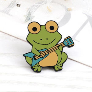 Rocker Frog Enamel Pin | Cute Funny Guitar Frog Gift