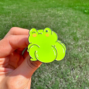 Cute Chubby Frog Enamel Pin | Funny Kawaii Gift Idea