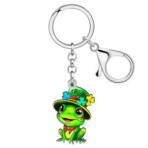 St. Patrick's Day Frog Keychain | Lucky Clover Gift | 1001bees