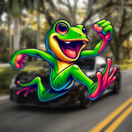 Cute Flash Frog Sticker | Funny Waterproof Vinyl Decal