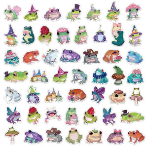 Cute Fairy Frog Stickers | 50 Pcs Magical Vinyl Decals