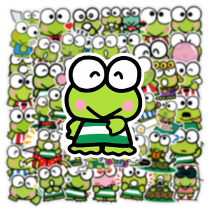 Pop Party Frog Stickers | Cute Keroppi Kawaii Decals – 50 Pcs