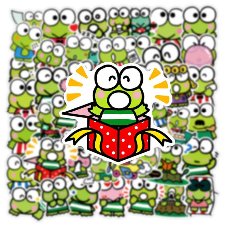 Pop Party Frog Stickers | Cute Keroppi Kawaii Decals – 50 Pcs