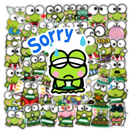 Pop Party Frog Stickers | Cute Keroppi Kawaii Decals – 50 Pcs