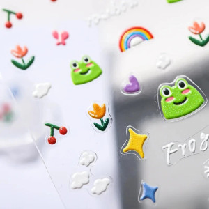 Happy Time 3D Frog Stickers | Cute Kawaii Puffy Sticker Sheet