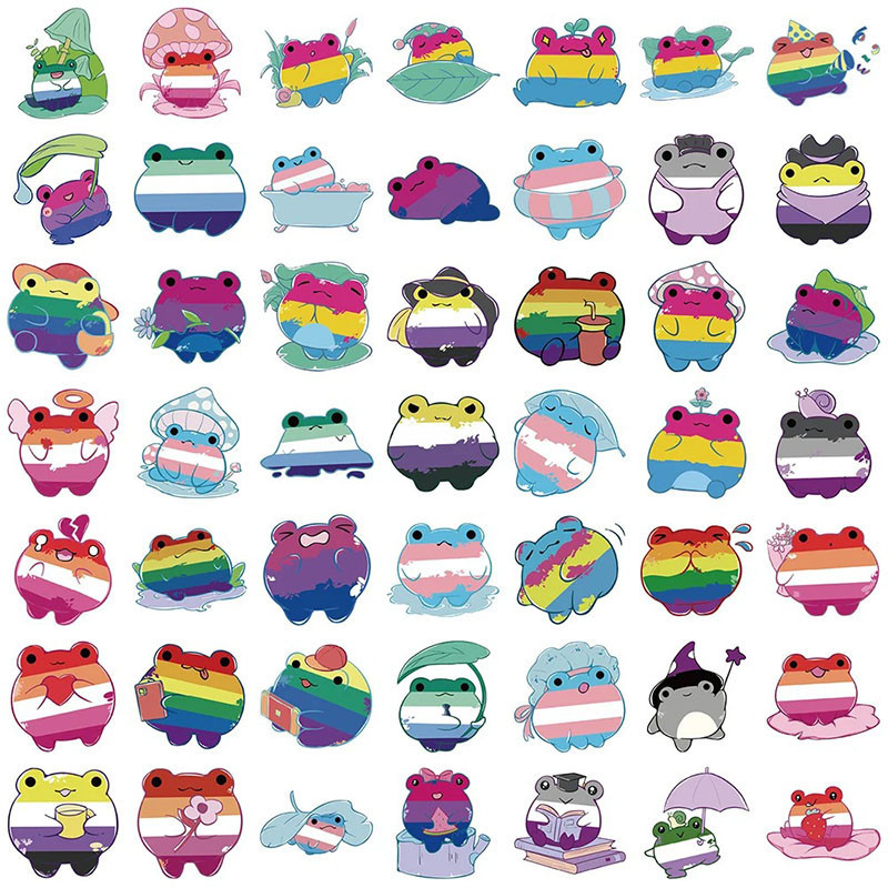 Rainbow Frog Stickers | Cute LGBTQIA+ Decals – Up to 50 pcs