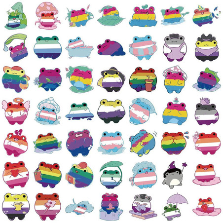 Rainbow Frog Stickers | Cute LGBTQIA+ Decals – Up to 50 pcs