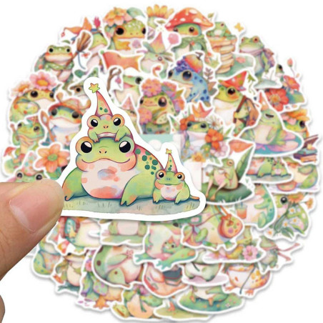 Cute Boho Frog Stickers | Pastel Decals - Up to 50 Pcs