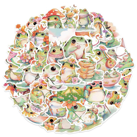 Cute Boho Frog Stickers | Pastel Decals - Up to 50 Pcs